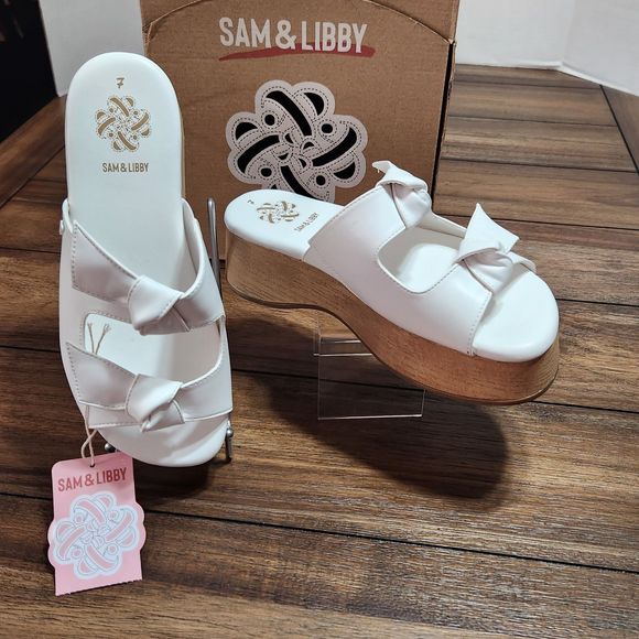 Sam & Libby Indie Double Bow Wht. Sandles 7 W/Box - Picture 3 of 8